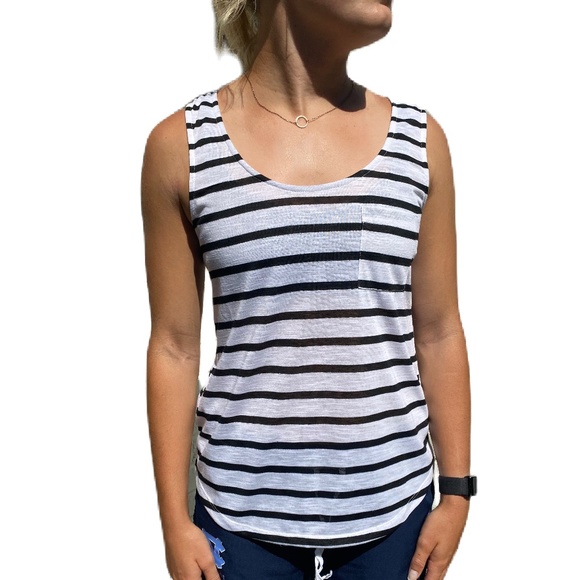 Hive & Honey Tops - Hive & Honey tank top black white stripe tee Small